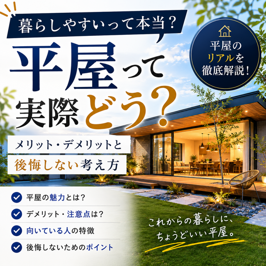 平屋って実際どう？メリット・デメリットと後悔しない考え方